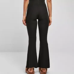 Urban Classics High Waist Rib Flared housut musta