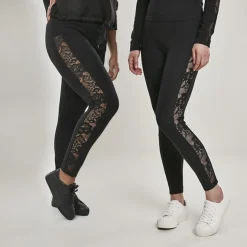 Urban Classics Lace Striped leggingsit musta