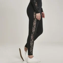 Urban Classics Lace Striped leggingsit musta