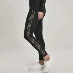 Urban Classics Lace Striped leggingsit musta