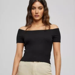 Urban Classics Off-Shoulder Rib paita musta