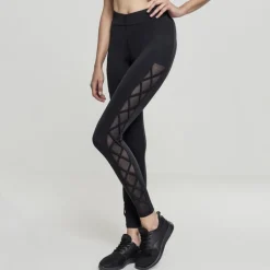 Urban Classics Ribbon Mesh leggingsit musta