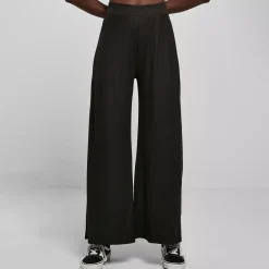 Urban Classics Rib Jersey Wide Leg housut musta