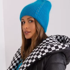 Wool Fashion neulepipo strasseilla turkoosi