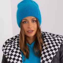 Wool Fashion neulepipo strasseilla turkoosi