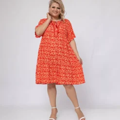 World Ebba viskoosinen tunikamekko punainen