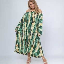 World Seila vihreäkuvioinen mekko